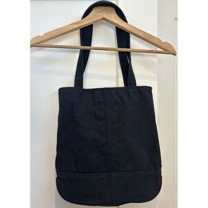 Brandy Melville Black Canvas Tote Bag Cotton Twill Shoulder Bag with Zip Pocket